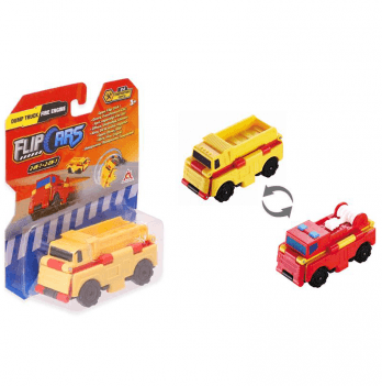 Машинка трансформер Flip Cars 2 в 1 Строительный транспорт Самосвал и пожарный автомобиль EU463875-07