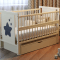 Кроватка детская из натурального дерева с ящиком Дубок Звездочка Бежевый 9800-DZS-02