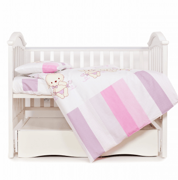Детское постельное белье в кроватку Twins Dolce Друзья зайчики Розовый 3060-D-002
