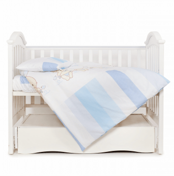 Детское постельное белье в кроватку Twins Dolce Друзья зайчики Голубой 3060-D-003