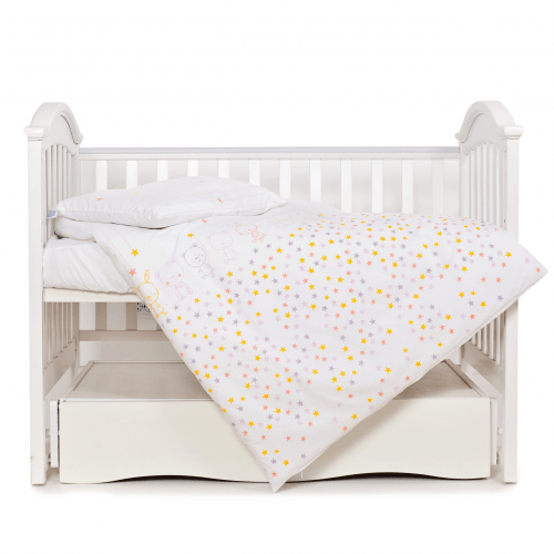 Детское постельное белье в кроватку Twins Eco Line Белый/Розовый 3090-E-023
