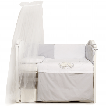 Детское постельное белье в кроватку Twins Dolce Rabbits Серый/Белый 8 элем 4062-D-010-019