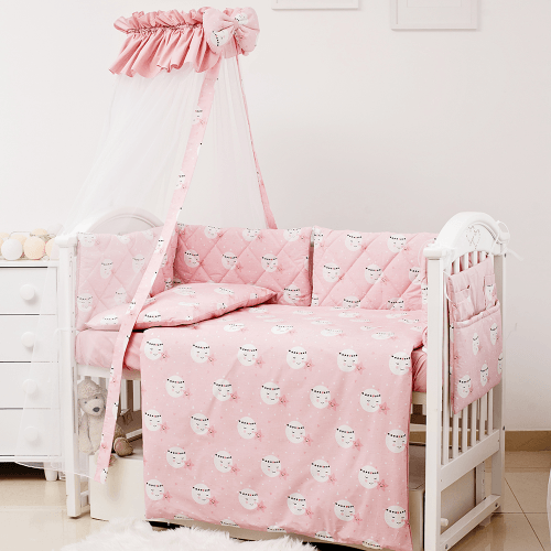 Детское постельное белье в кроватку Twins Premium Glamour Розовый 8 элем 4029-TGM-08