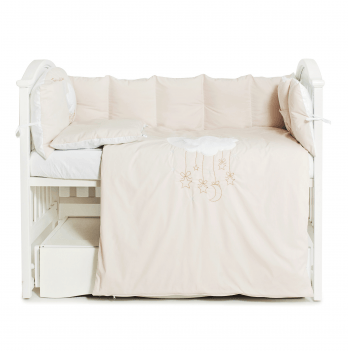 Детское постельное белье в кроватку Twins Moonlight Белый/Бежевый 6 элем 4011-BTMO-02