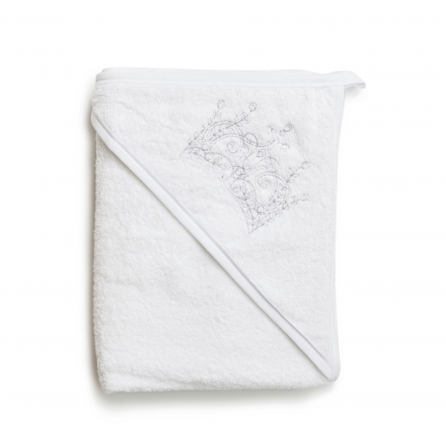 Полотенце для новорожденных из махры Twins Корона Белый 100х100 см 1500-TANКV-01