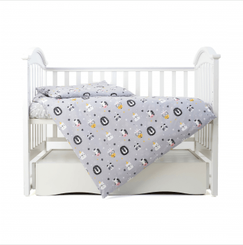 Детское постельное белье в кроватку Twins Zoo Серый 3022-TZ-10