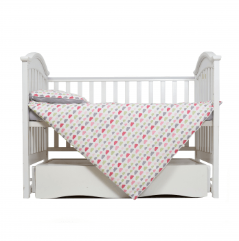 Детское постельное белье в кроватку Twins Happy Серый/Розовый 3033-TH-30208