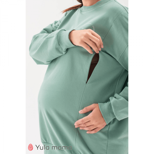 Свитшот для беременных и кормящих Юла Мама Mriya light Мятный SW-32.011