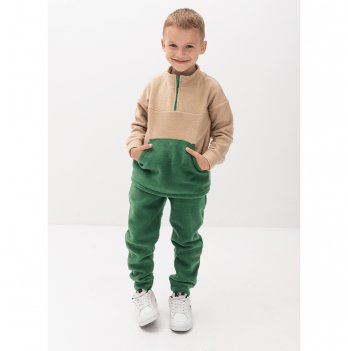 Флисовый костюм для мальчика Vidoli Бежевый/Зеленый на 7 лет B-22668W_beige+green