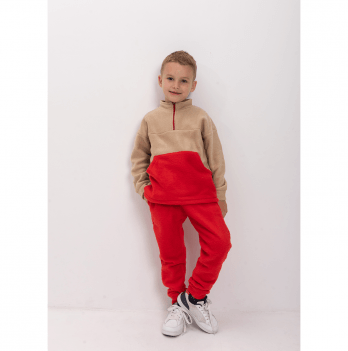 Флисовый костюм для мальчика Vidoli Бежевый/Красный от 4.5 до 5.5 лет B-22668W_beige+red
