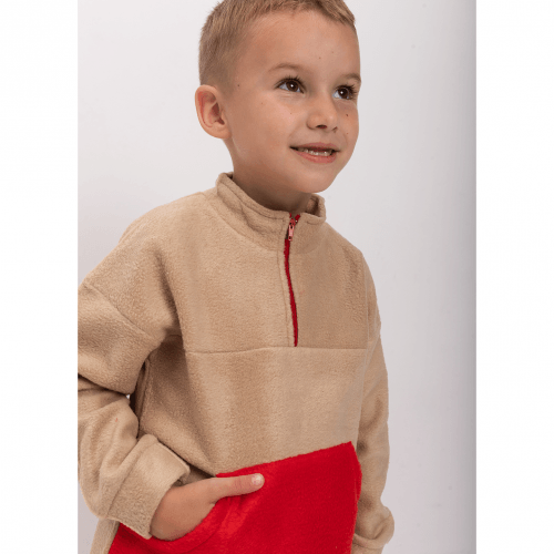 Флисовый костюм для мальчика Vidoli Бежевый/Красный на 7 лет B-22668W_beige+red