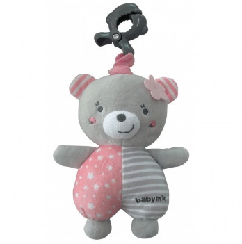 Музыкальная игрушка подвеска Baby Mix Мишка Розовый 46553