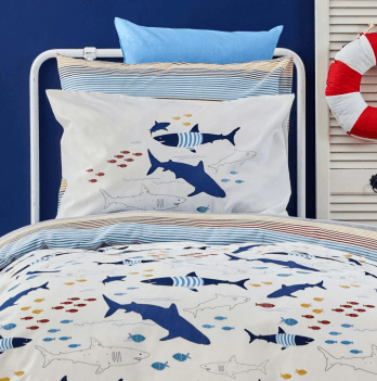 Постельное белье для подростков Nautica Home Shark Белый/Синий 160х220 svt-2000022305280