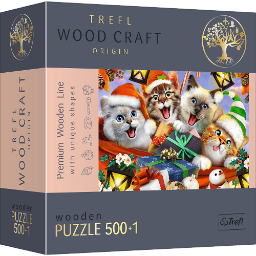 Пазлы фигурные из дерева Trefl 500+1 Рождественские котики 501 шт 20172