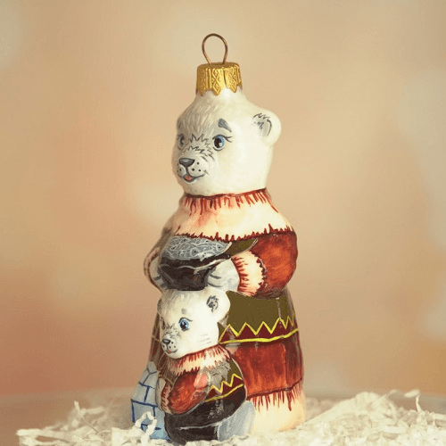 Елочная игрушка Rizdviani Istorii Медведица с медвежонком эскимос 14 см 4820001104332