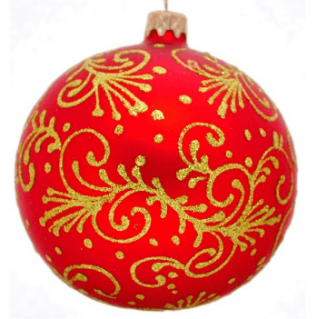 Новогодний шар на елку Santa Shop Тычинковый узор Красный 10 см 4820001023992