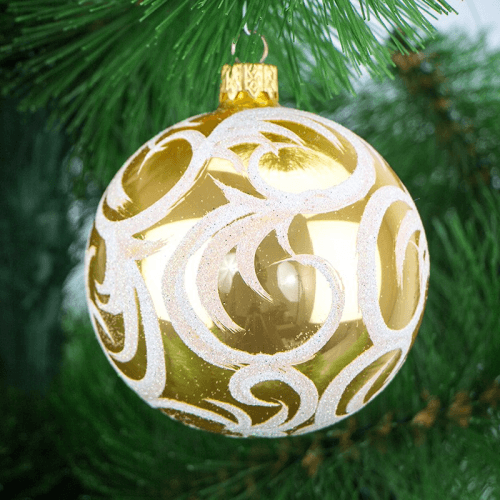 Новогодний шар на елку Santa Shop Иней Золотой 10 см 4820001025255