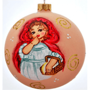 Новогодний шар на елку Santa Shop Девочка с корзинкой Молочный 10 см 4820001017519