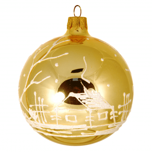 Новогодний шар на елку Santa Shop Золотая Домик Золотой/Белый 8 см 7806723230815