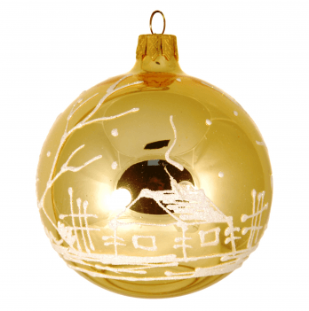 Новогодний шар на елку Santa Shop Золотая Домик Золотой/Белый 8 см 7806723230815