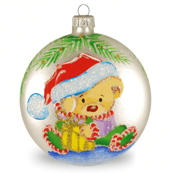 Елочная игрушка Santa Shop Мишка Белый/Красный 10 см 7806723226825
