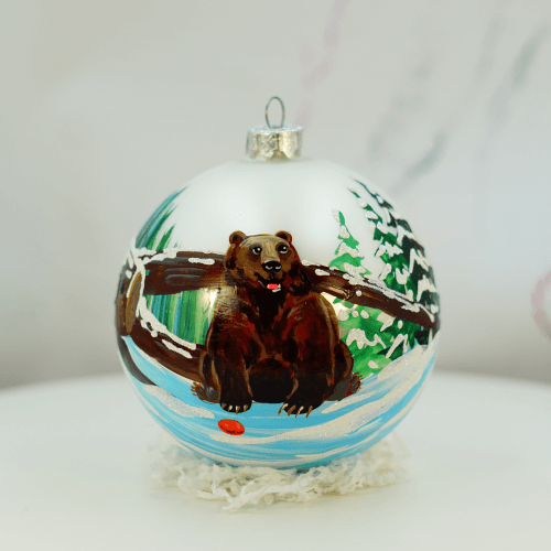 Новогодний шар на елку Santa Shop Медведь Белый 10 см 7806723557134