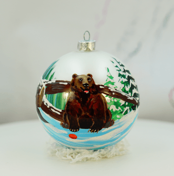 Новогодний шар на елку Santa Shop Медведь Белый 10 см 7806723557134