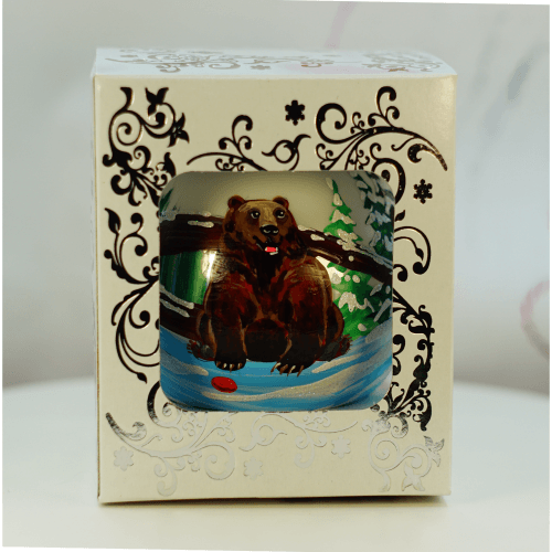 Новогодний шар на елку Santa Shop Медведь Белый 10 см 7806723557134