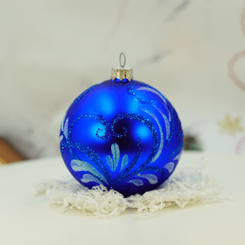 Новогодний шар на елку Santa Shop Вьющийся узор Синий 8 см 4820001061017