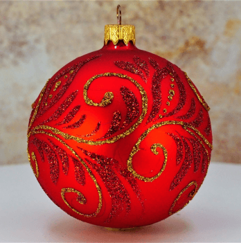 Новогодний шар на елку Santa Shop Вьющийся узор Красный 8 см 4820001061000