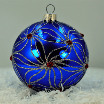 Новогодний шар на елку Santa Shop Цветочный узор Синий 8 см 4820001064193