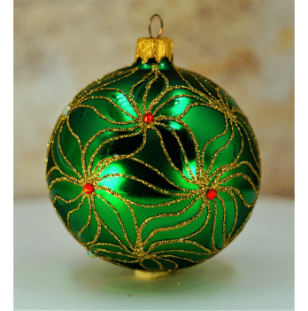 Новогодний шар на елку Santa Shop Цветочный узор Зеленый 8 см 4820001060973