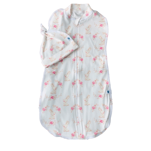 Пеленка кокон для новорожденных на молнии с шапочкой Embrace Белый/Розовый от 0 до 3 мес pkz066
