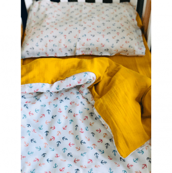 Детское постельное белье в кроватку из муслина Embrace Якоря Белый postil_musl02