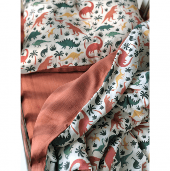 Детское постельное белье в кроватку из муслина Embrace Дино Оранжевый/Зеленый postil_musl04