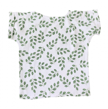 Детская футболка из муслина Embrace Листочки Зеленый от 6 мес до 2 лет muslintshirt015_80