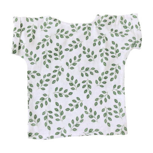 Детская футболка из муслина Embrace Листочки Зеленый от 2 до 5.5 лет muslintshirt015_98