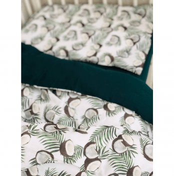 Детское постельное белье в кроватку из муслина Embrace Кокосы Белый/Зеленый prosturadlo04
