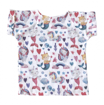 Детская футболка из муслина Embrace Котики Белый/Голубой/Розовый от 2 до 5.5 лет muslintshirt009_92