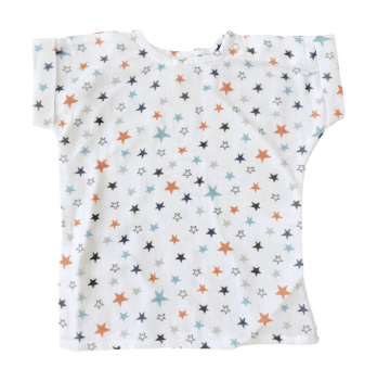 Детская футболка из муслина Embrace Звезды Белый/Голубой от 6 мес до 2 лет muslintshirt005_80