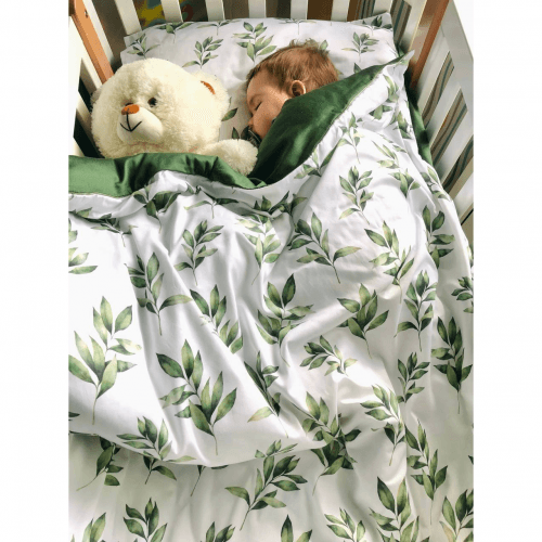 Детское постельное белье в кроватку Embrace Листочки Зеленый/Белый postil16