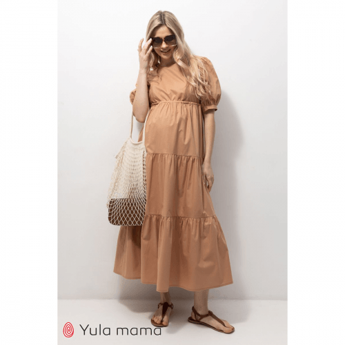 Платье для беременных и кормящих Юла Мама Paris Бежевый DR-22.133