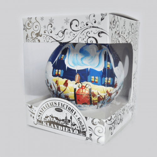 Новогодний шар на елку Santa Shop Синий дом красная калитка Синий 10 см 7806723209712