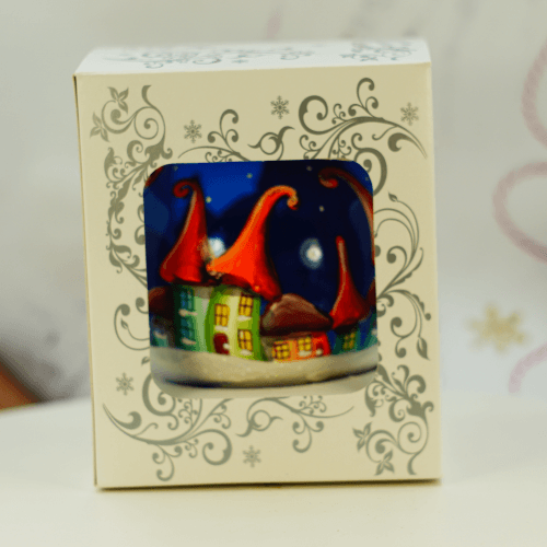Новогодний шар на елку Santa Shop Городок по кругу Синий 10 см 7806723542604
