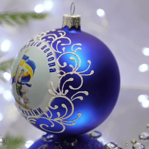Новогодний шар на елку Santa Shop Патриотическая Все буде Україна - Гусь Синий 8,5 см 4820001103908