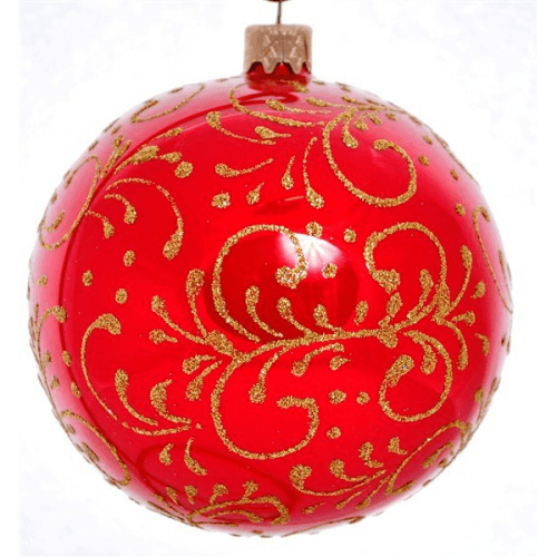 Новогодний шар на елку Santa Shop Тычинковый узор Красный 10 см 4820001017748