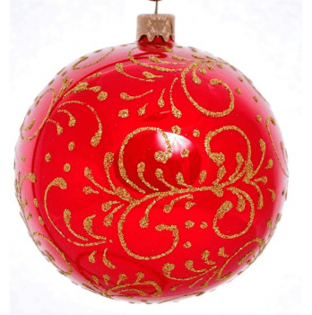 Новогодний шар на елку Santa Shop Тычинковый узор Красный 10 см 4820001017748