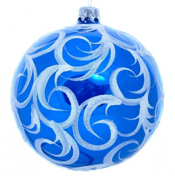 Новогодний шар на елку Santa Shop Иней Синий 10 см 4820001017571