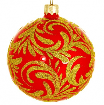 Новогодний шар на елку Santa Shop Снежная королева Узор Красный 10 см 4820001039146