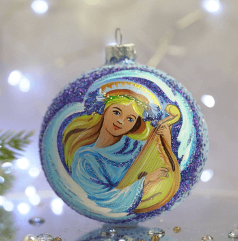 Новогодний шар на елку Santa Shop Ангел с бандурой Голубой 10 см 4820001106732
